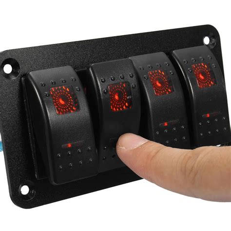 Universal 4 Gang Led Rocker Switch Panel Waterproof Electromann Sa