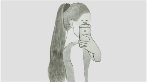 Drawing A Girl Holding Phone Easy Pencil Drawing Tutorial Arun