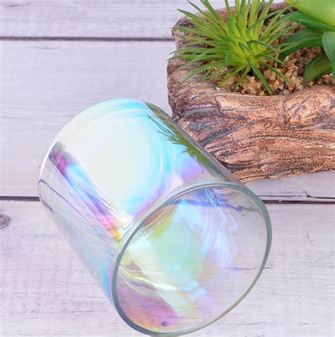 New Creative Round Glossy Iridescent Electroplated Votive Empty Candle Jars With Kinds Of Lid