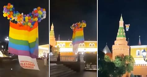Gay Russian Artist Sends Massive Pride Flag Soaring Over The Kremlin • Gcn