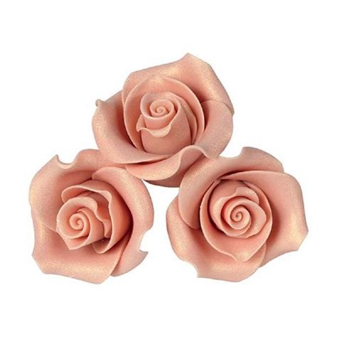 Sugarsoft Pk 20 Lustre Rose Gold 38mm Roses Edible Flowers From £1356