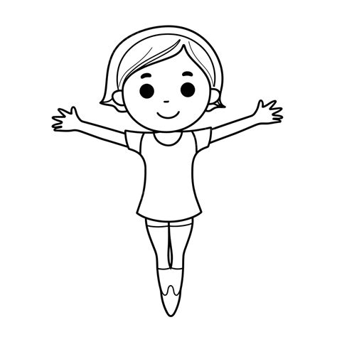 Girl Coloring Page Showing Dancing Girl Outline Sketch Drawing Vector