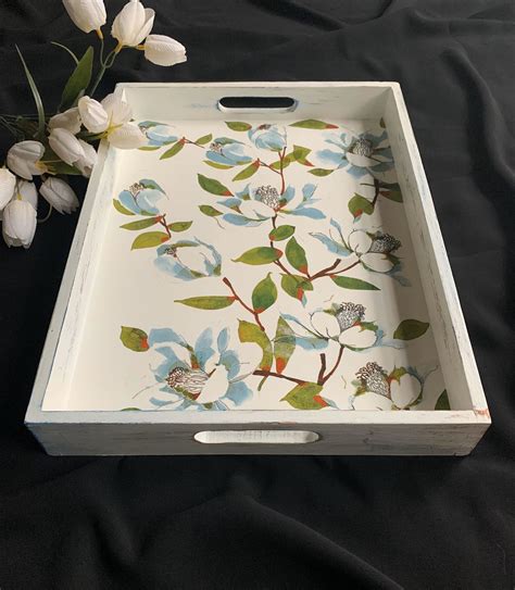 Handcrafted Tray Decoupage Tray Decorated Serving Tray Wooden Tray