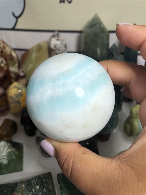 Beautiful Rare Blue Aragonite Sphere 571 Mm Comes With Free Etsy