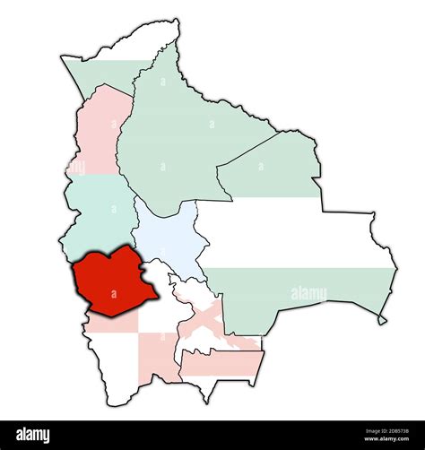 Gebiet Und Flagge Der Region Oruro Auf Der Karte Mit