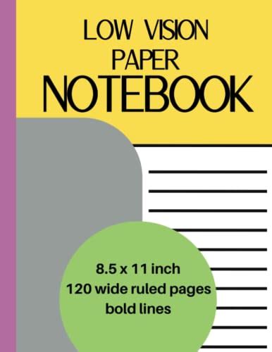 Low Vision Paper Notebook Extra Wide Ruled And Bold Lined Journal For