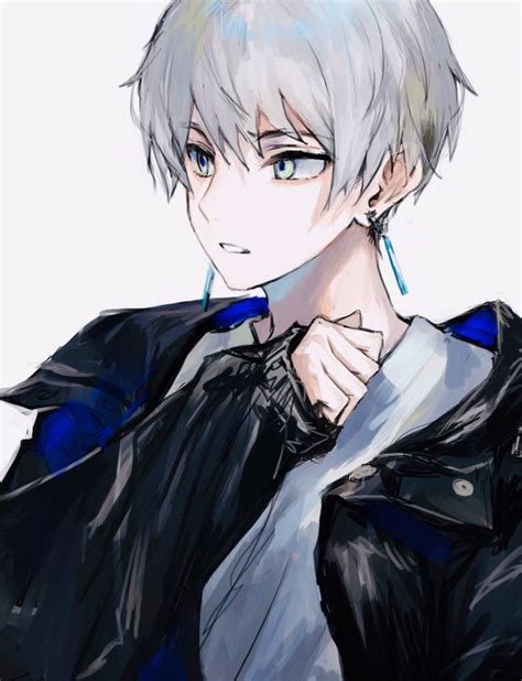 Pin By Ray Sasaki On Ikemen Boy White Hair Anime Guy Anime Blue