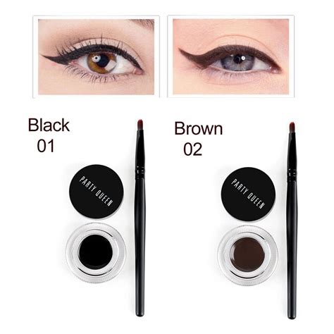 1pc fashion black brown eyeliner gel eye makeup eye liner cream with brush kit long lasting