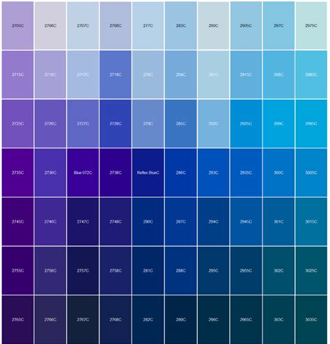 Pantone Color Chart Blue