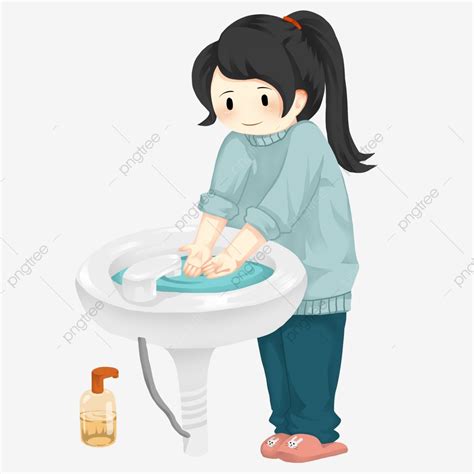 Cartoon Hand Drawn Washing Hands Wash Hands Frequently Clean, Washing Hands Clipart, Health 