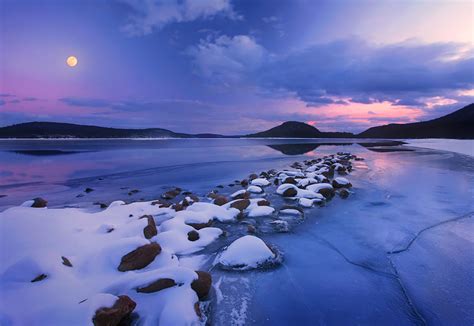 Winter Moon Quabbin Reservoir Ma Patrick Zephyr Photography