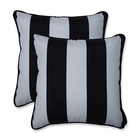 Set Of 2 Black And White Striped Uv Resistant Outdoor Patio Square Throw Pillows 165 Walmart