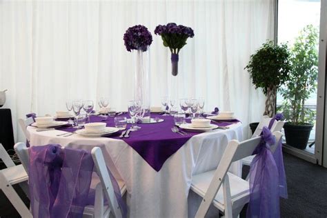 Vibrant Purple And White Table Setting Wedding Table