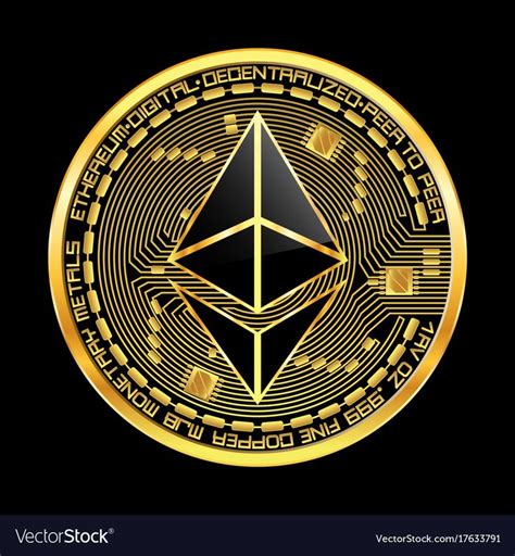 Crypto currency ethereum golden symbol Royalty Free Vector , #Sponsored