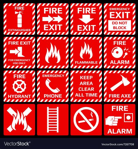 Fire Alarm Symbols Set Royalty Free Vector Image