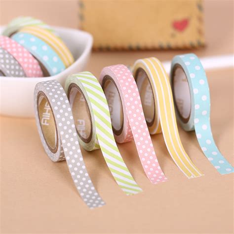 5 pcs set color paper tapes handmade diy decorative washi tape colored rainbow tapes in office