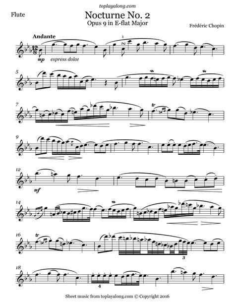 Chopin Nocturne No 2 Op 9 Flute Sheet Music Violin Sheet Music