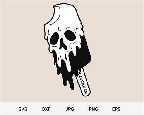 Skull Ice Cream Scream Svg Print For T Shirt Skeleton Etsy