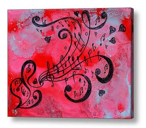 Abstract Music Painting With Pink And Black Modern Music Etsy Music