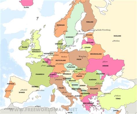 Europakarte leer zum lernen,europakarte zum bearbeiten. Politische Europa Karte - Freeworldmaps.net