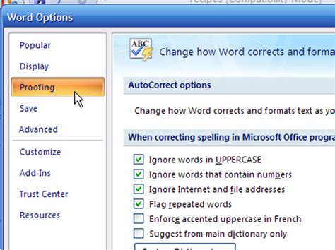 How To Use And Customize Autocorrect In Word 2007 Dummies