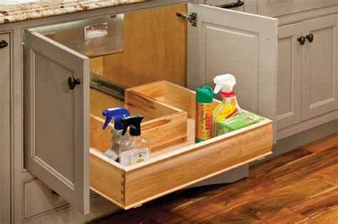If you want to do several layers of shelves, it is best to start with bottom sliding shelves and move to the. U-Shaped Sliding Shelf for Sink Cabinets - Contemporary ...