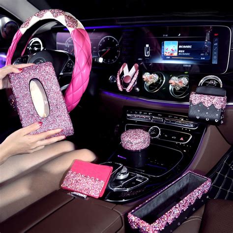 Luxury car seat cover auto suv cushion protector deluxe edition. Pink Crystal Car Steering Wheel Covers for Girls Ladies ...