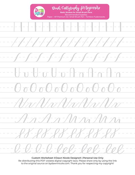 Brush Lettering Practice Sheets Free Printable Printable Templates