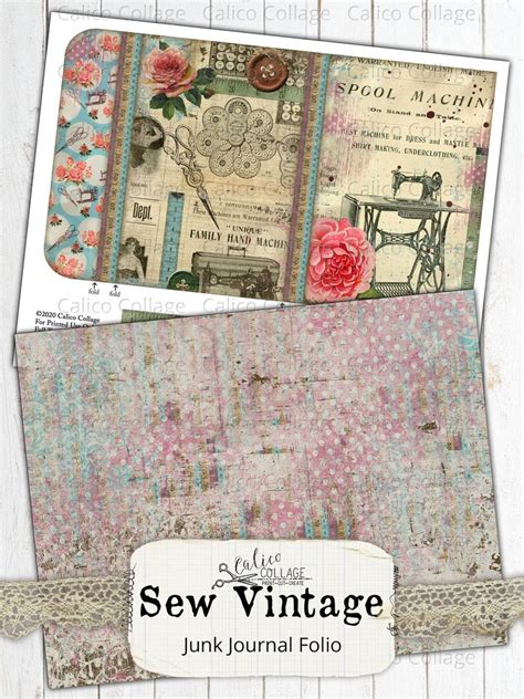 Sew Vintage Junk Journal Folio Junk Journal Kit Sewing Etsy