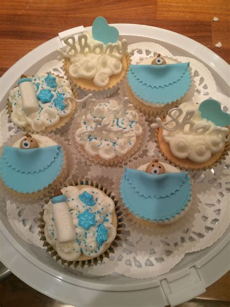 Guests at the baby shower always want something delicious to eat. Boys Baby Shower Cupcakes | Baby shower cupcakes, Shower ...