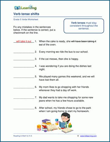 grade 5 verbs worksheets k5 learning