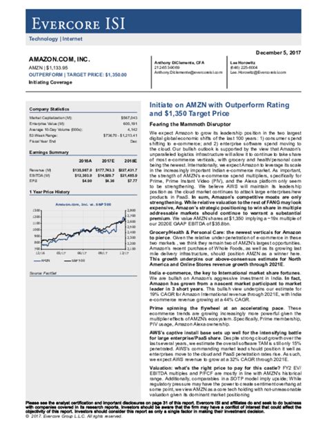 Pdf Initiating Coverage Initiate On Amzn With Outperform Rating And