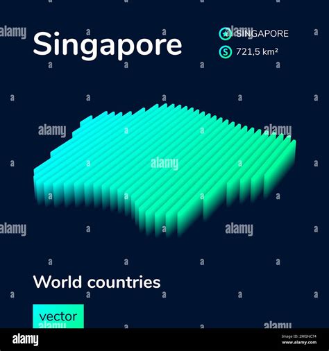 Singapore 3d Map Stylized Neon Isometric Map Of Singapore In Green