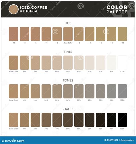Iced Coffee Color Palette Ready For Textile Hue Tints Tones And Shades Guide Stock