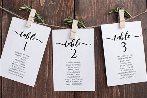 Wedding Table Seating Cards Pos Elegant Calligraphy Seating Etsy In