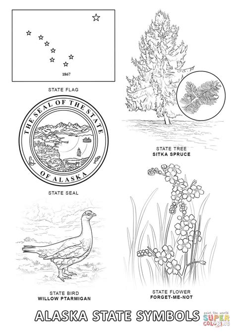 Download state symbol coloring pages for all 50 states from teachers pay teachers each includes an outline of the state and capital, state bird, tree, flower, and. Free Alaska Coloring Pages - Coloring Home