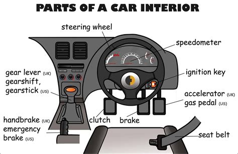 Vocabulary Parts Of A Car Interior Vocabolario Cinture Di
