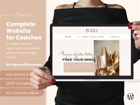 Coaching Website Theme Wordpress Template Feminine Modern Website Design Nude Elementor Template