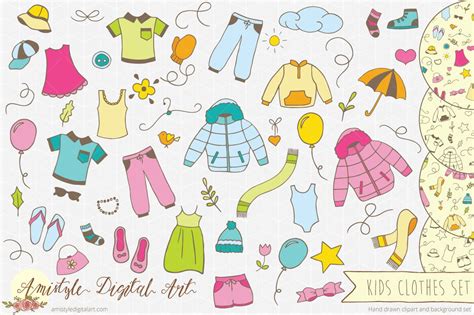 Kids Clothes Clipart Set Illustrations ~ Creative Market