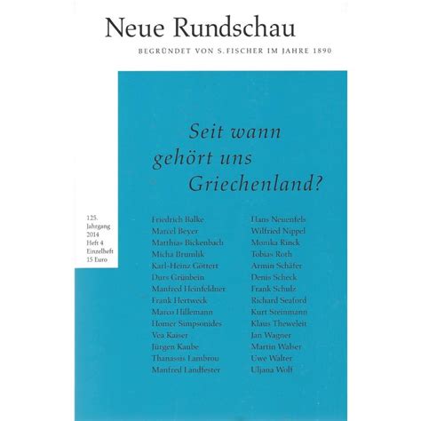 Daher kommt es nicht selten vor, dass eine komplette nachbarschaft gewinnt. Neue Rundschau 2014/4: Seit wann gehört uns Griechenland ...