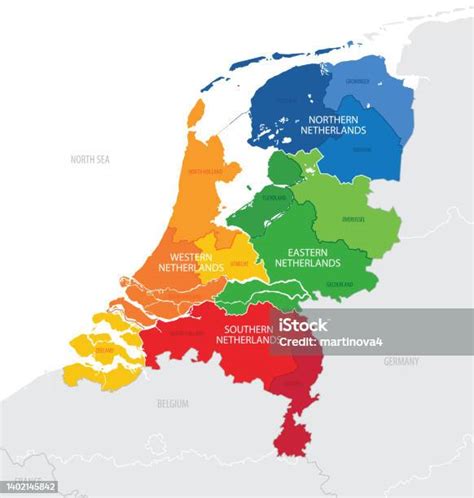 map of the netherlands with administrative divisions of the country into regional groups of