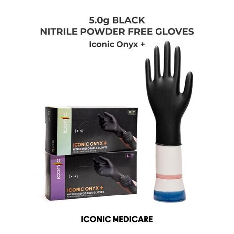 Iconic Medicare 50g Black Nitrile Powder Free Examination Glove