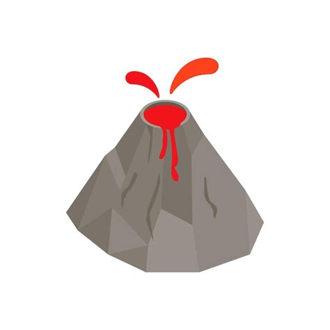 Premium Vector Volcano Erupting Icon In Isometric 3d Style On A White