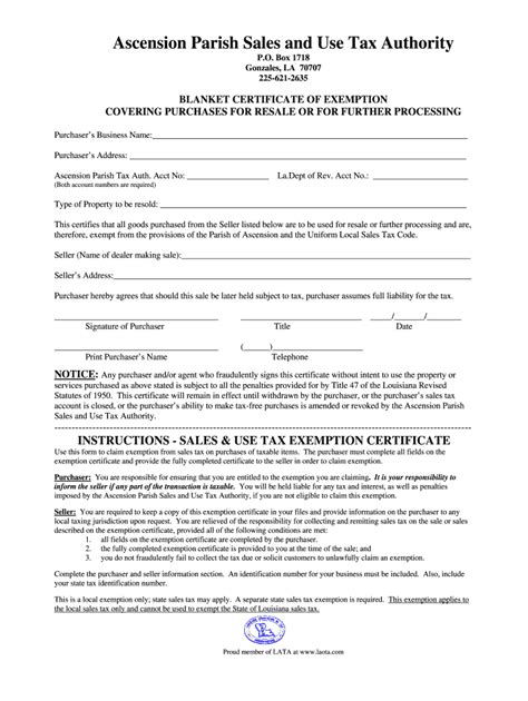 Check this page regularly for updates to the above states. Ascension Parish Sales Tax Form - Fill Online, Printable, Fillable, Blank | PDFfiller