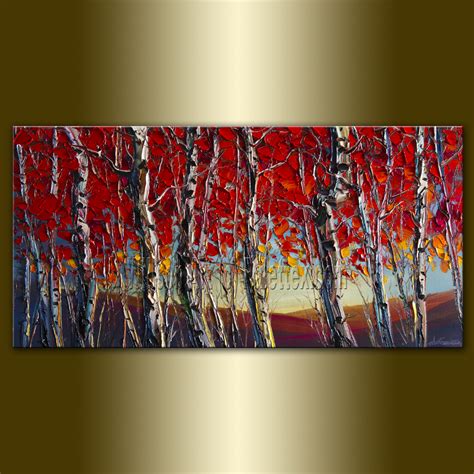 Autumn Birch Forest Landscape Giclee Canvas Print From Original Oil