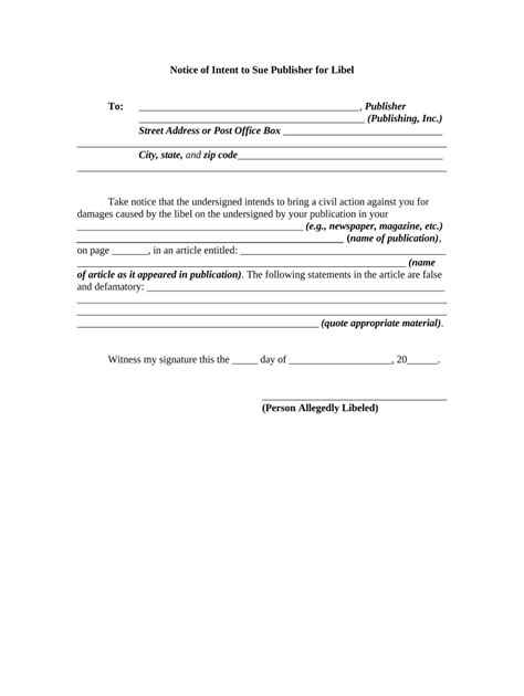 Notice Of Intent To Sue Form Fill Out And Sign Printable Pdf Template