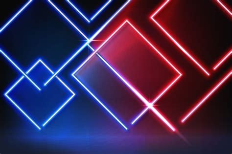 Neon Lights Geometric Shapes Background Free Vector