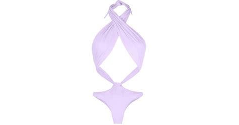 Reina Olga Showpony Crossover Neck Swimsuit In Purple Lyst