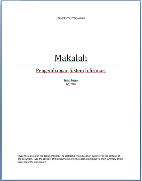 Contoh Cover Makalah Ms Word