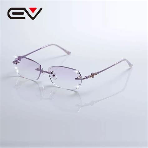New Elegant Women Titanium Rimless Glasses Diamond Trimming Eyewear Aiti Blue Rays Optical